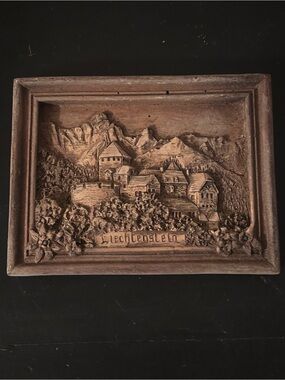 Liechtenstein Carved Wooden Wall Plaque - Brown